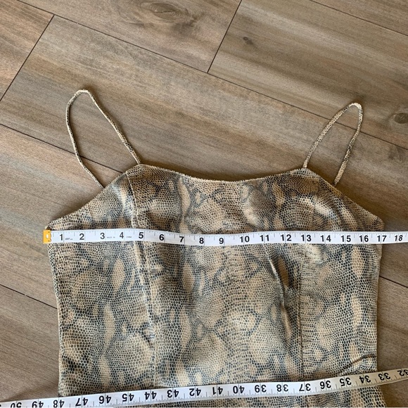 Vtg 90s genuine suede leather snakeskin print mini dress python grey size 8 - Picture 7 of 8